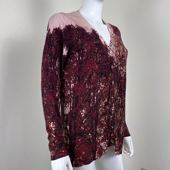 Kenneth Cole Women Size M Purple Pink Silk Knit Cardigan Sweater Button Office - Picture 4 of 15